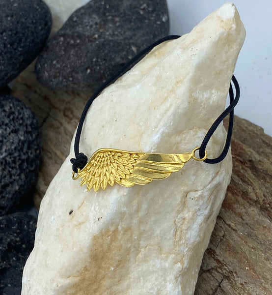 Gold angel wing bracelet adjustable