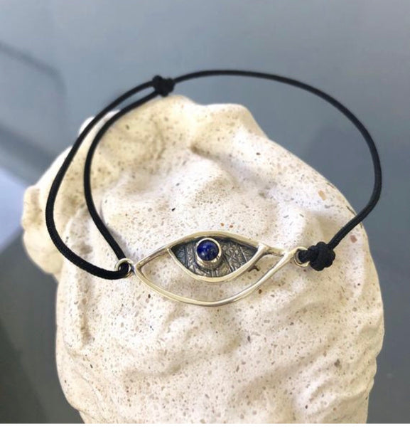 SPECIAL Evil eye bracelet, blue lapis silver bracelet 