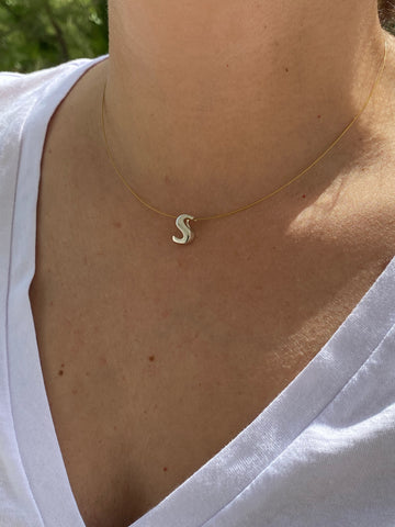 Letter necklace silver, silver initial necklace 