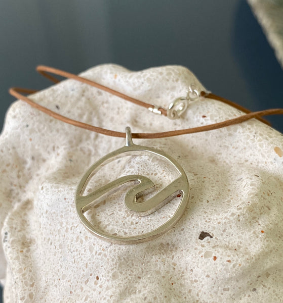 Wave necklace silver, wave pendant surfer’s gift 