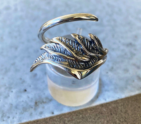 angel wing ring silver 