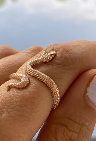 Rose gold snake ring, snake ring, adjustable snake ring