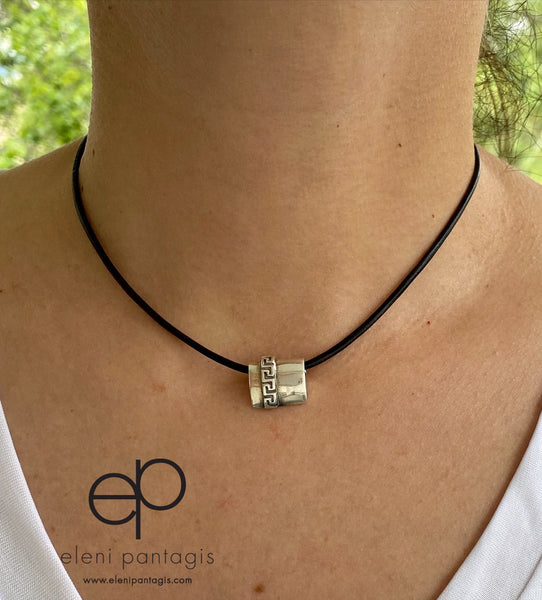 Greek necklace, Greek key necklace silver 