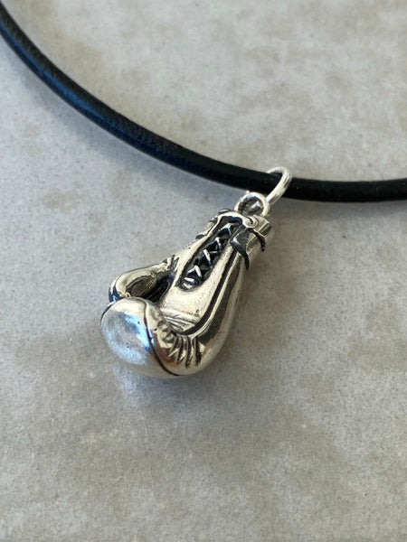 Boxing glove necklace, silver boxing glove 