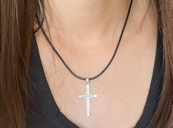 Silver cross necklace modern silver cross 