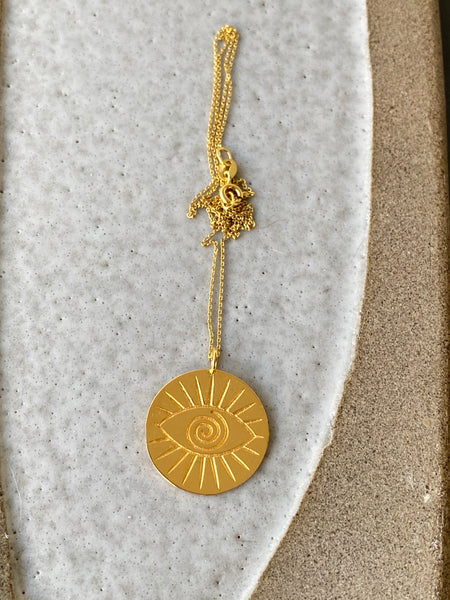 Gold Evil eye coin women’s fashion necklace