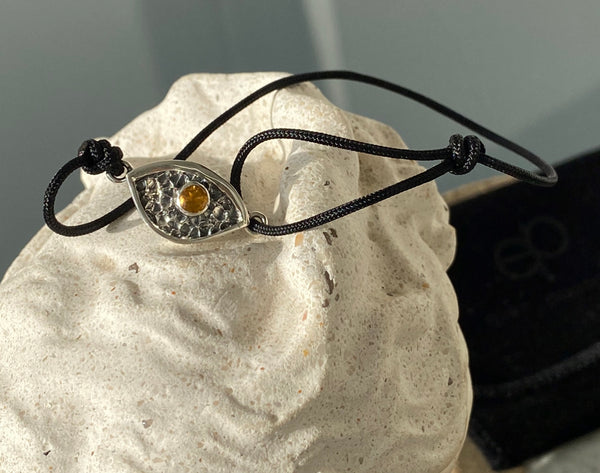 Evil eye bracelet, citrine stone, evil eye small bracelet