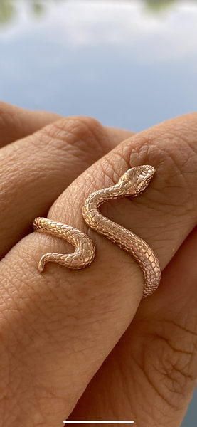 Rose gold snake ring, snake ring, adjustable snake ring