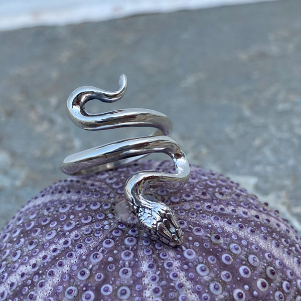 silver ring, snake ring