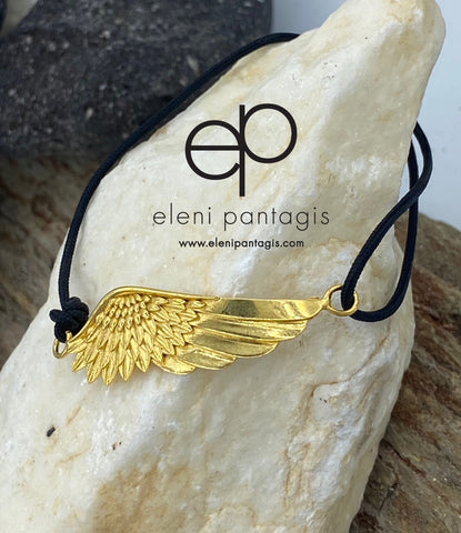 Gold angel wing bracelet adjustable