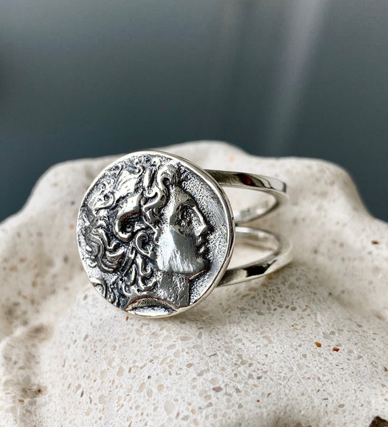 Alexander the great ring, Alexander coin ring, Alexander the great jewelry 