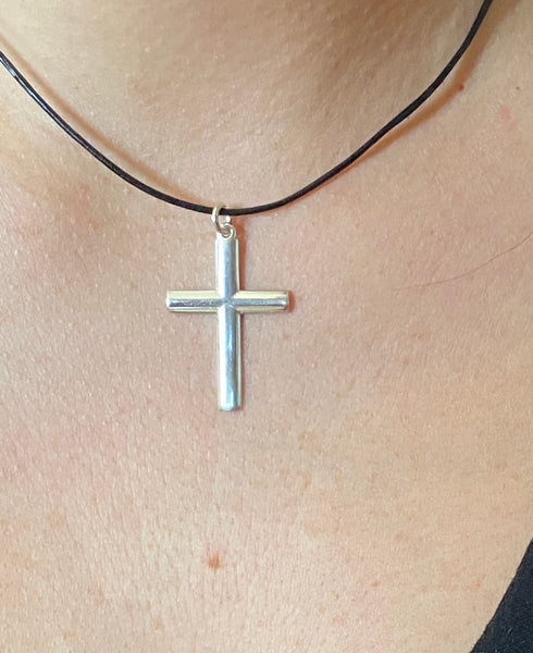 Silver cross necklace modern silver cross 