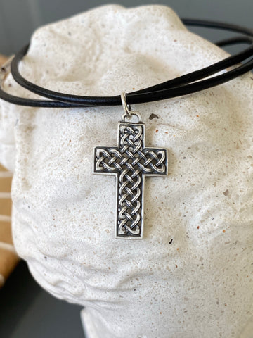 Silver cross, Celtic cross, braided cross 