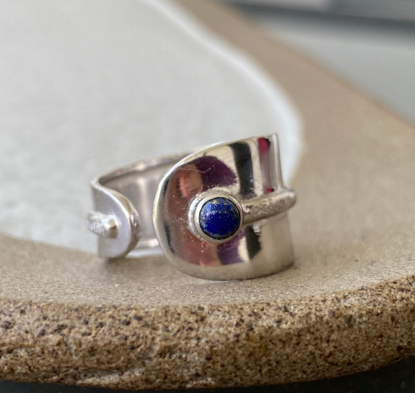 silver ring blue lapis fashion ring