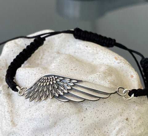 Mens bracelet silver angel wing bracelet 