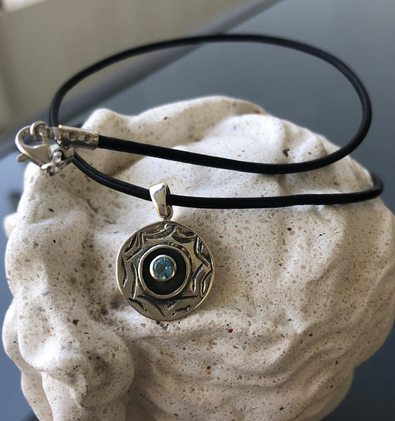 Evil eye necklace, evil eye with blue topaz gemstone 