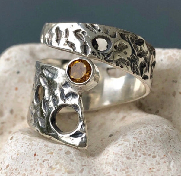 Citrine ring, silver adjustable ring, citrine ring silver 