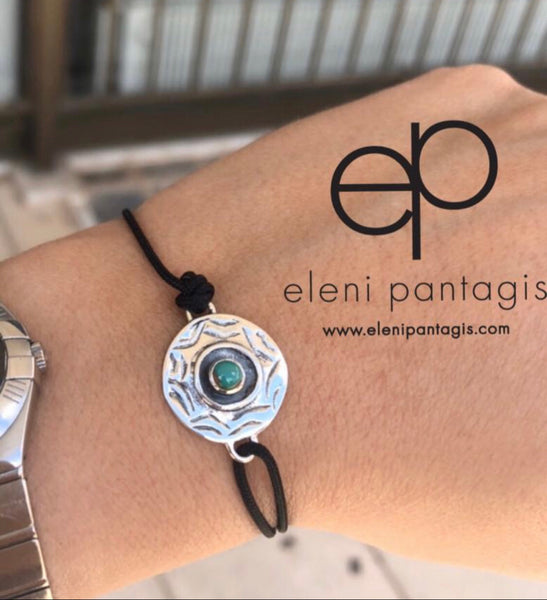 Evil eye bracelet, turquoise gemstone silver bracelet, evil eye circle bracelet 