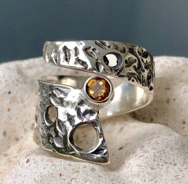 Citrine ring, silver adjustable ring, citrine ring silver 