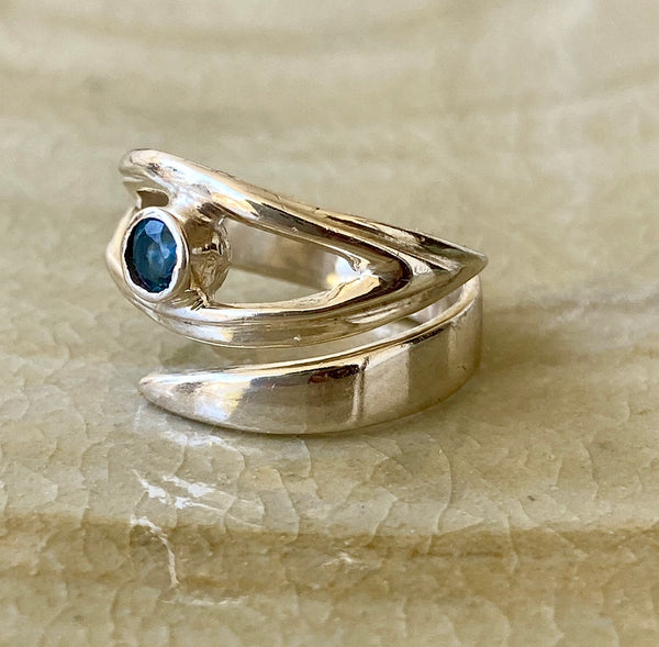 Evil eye ring, November birthstone ring, topaz silver ring 