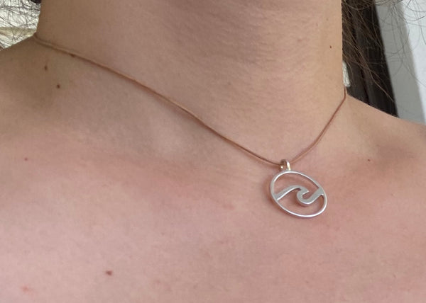Wave necklace silver, wave pendant surfer’s gift 
