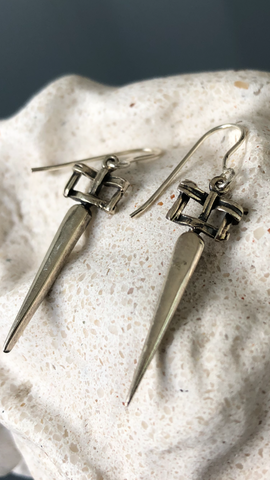 Greek earrings silver, dangling silver earrings 