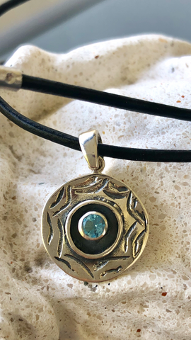 Evil eye necklace, evil eye with blue topaz gemstone 