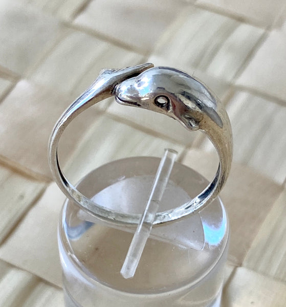 silver dolphin ring, handmade dolphin ring 