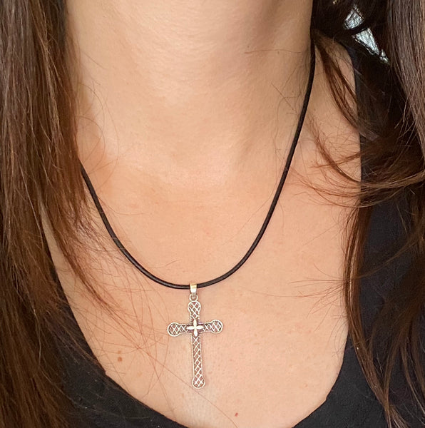 Silver cross necklace modern silver cross 