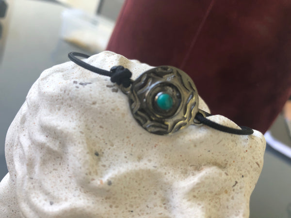 Men’s evil eye bracelet with turquoise gemstone 