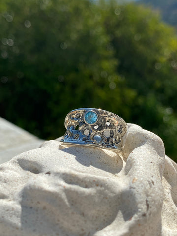 handmade silver ring blue gemstone unique ring
