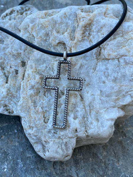 Silver cross necklace, large silver cross 