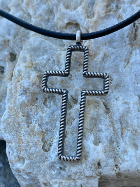 Silver cross necklace, large silver cross 