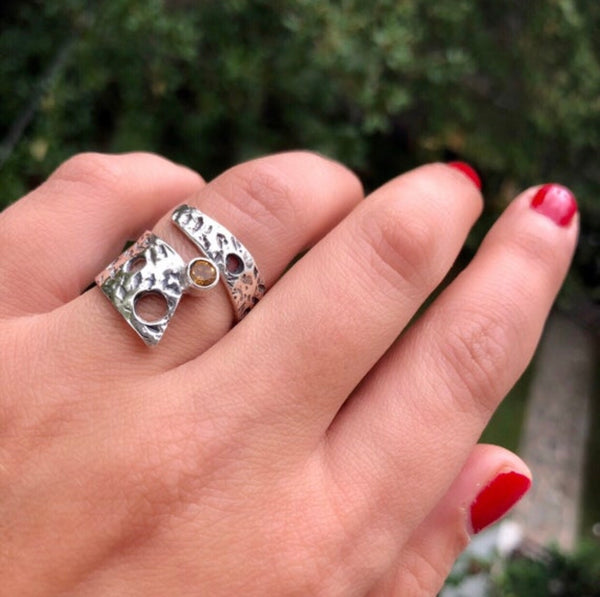 Citrine ring, silver adjustable ring, citrine ring silver 