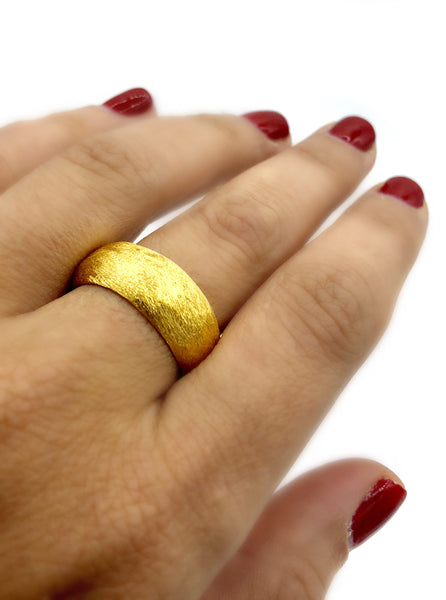 Thick silver ring, Thick gold silver band, Rough textured ring - Handmade with Love - Eleni Pantagis