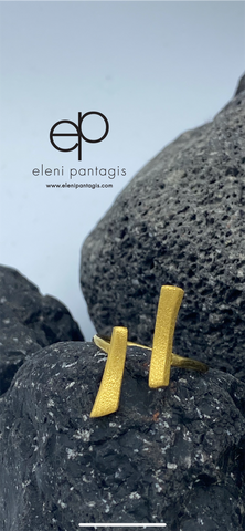 Women’s fashion ring gold parallel bar ring adjustable