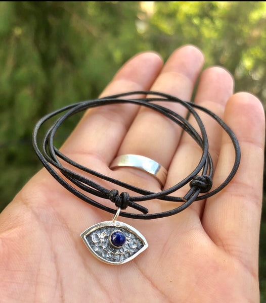 evil eye pendant , blue lapis evil eye pendant 