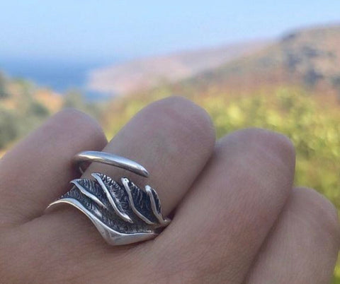 Wing ring silver, angel wing ring 