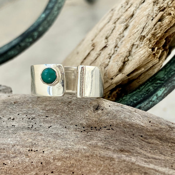 Silver ring with a turquoise gemstone adjustable ring