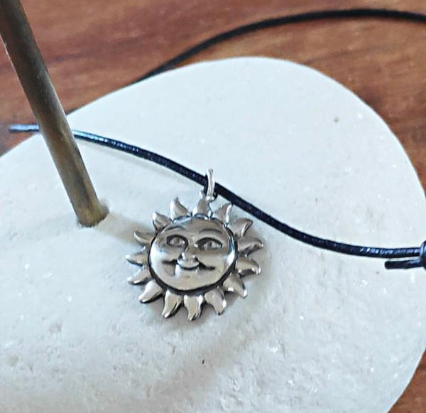 Sun pendant, silver sun pendant, sun jewelry, sterling silver sun 