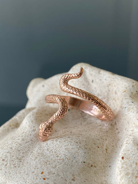 Rose gold snake ring, snake ring, adjustable snake ring