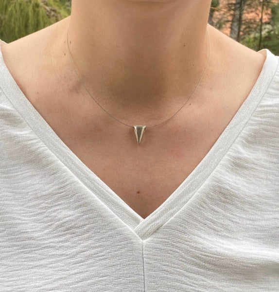 Silver Cone necklace bullet shape pendant 