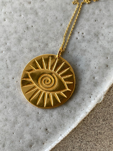 evil eye gold coin necklace