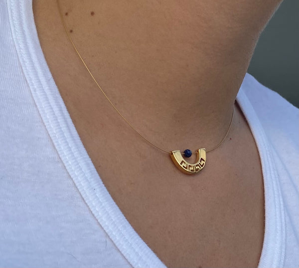 greek key necklace choker blue lapis