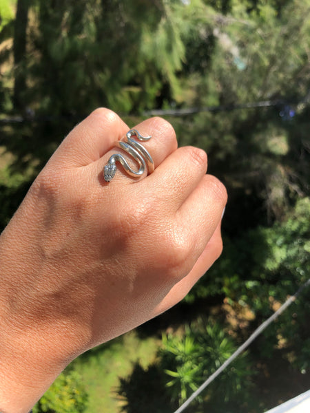 Snake ring sterling silver s shape snake wrap ring 