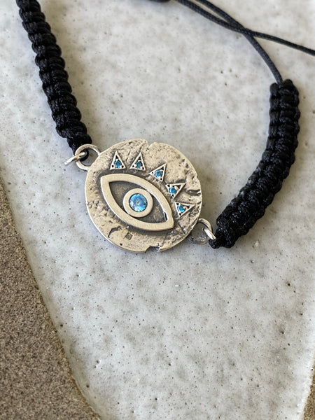 Evil eye bracelet, blue gemstone evil eye bracelet silver 