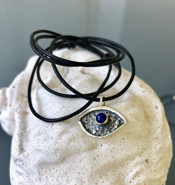 evil eye pendant , blue lapis evil eye pendant 