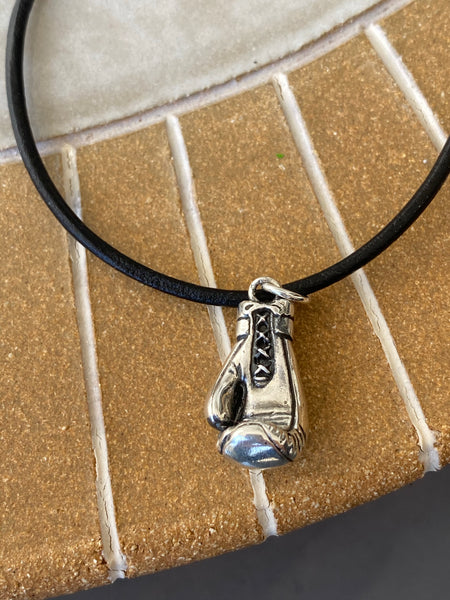 Boxing glove necklace, silver boxing glove 