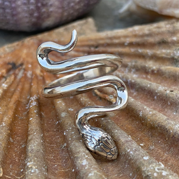 snake ring, silver snake ring, adjustable snake ring 