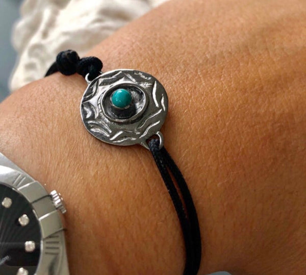 Men’s evil eye bracelet with turquoise gemstone 